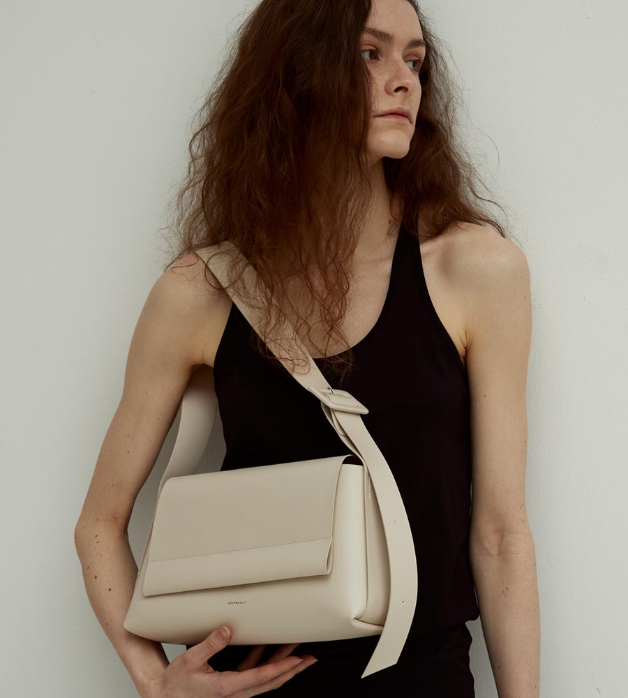 [OUT OF STOCK] LOG FLAP BAG SLIM - Artificial Leather_IVORY