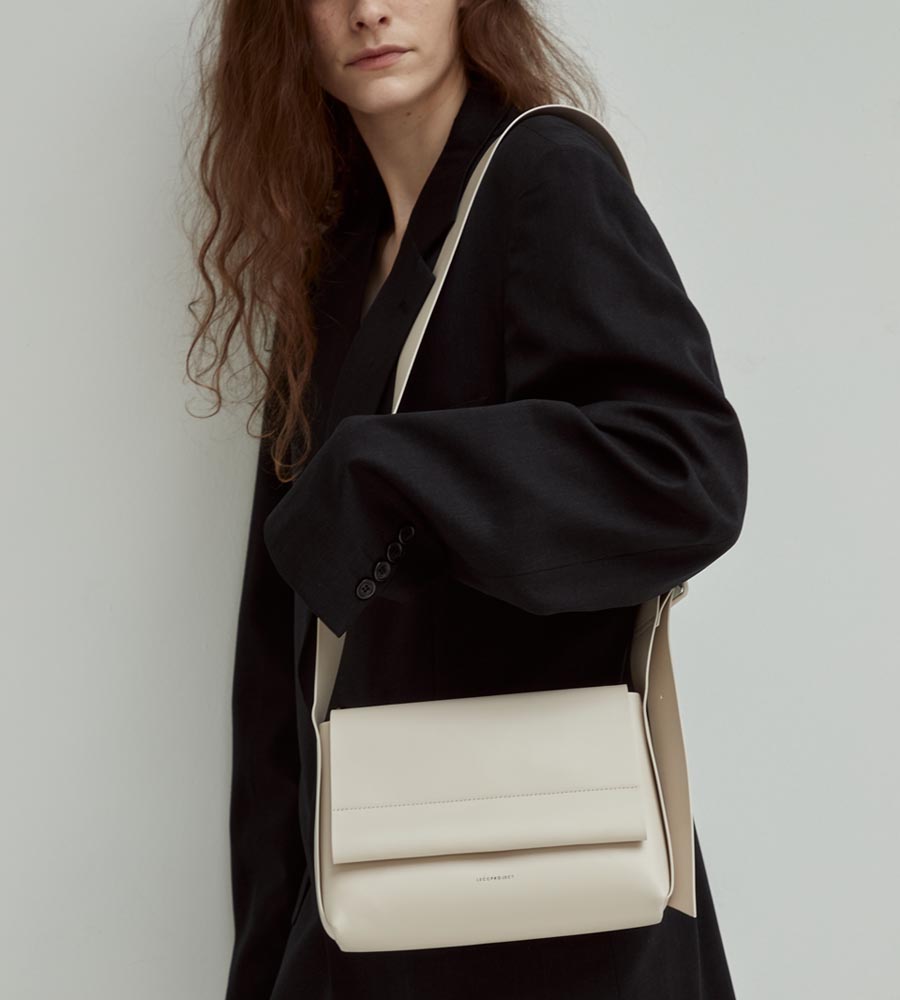 [SOLD OUT]  LOG MINI FLAP BAG- Artificial Leather_IVORY